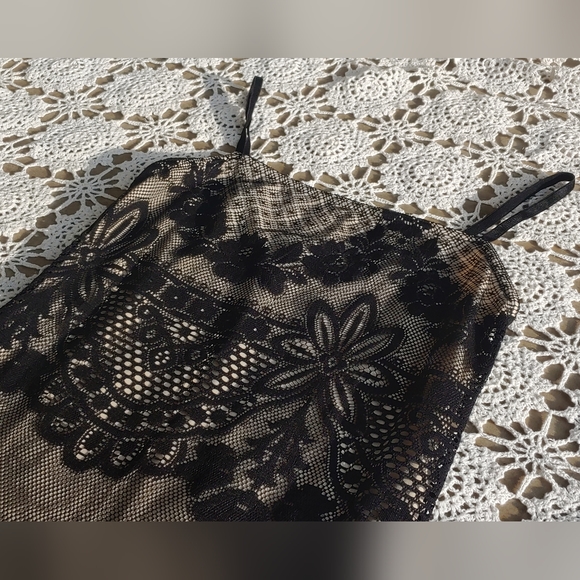 Necessary Objects Nude Lace Mini Vintage Dress Size S - Picture 3 of 6